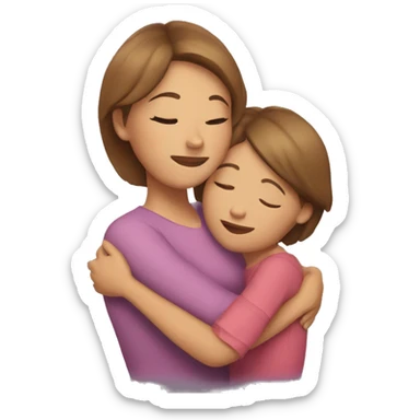 Mother and daughter hugging sticker