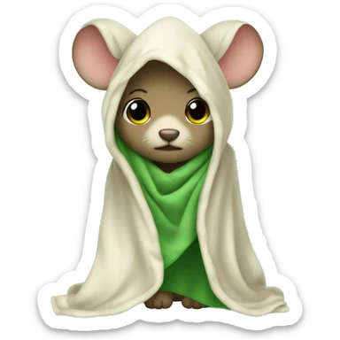 a maus withe a blanket green over her head a little a very cute maus sticker