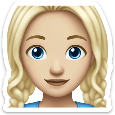 Blonde white girl with blue eyes and blue on ends of the hair sticker