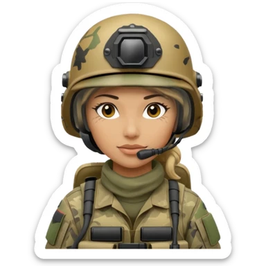 sketch female special operations communications operator with combat gear sticker