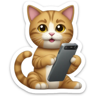 cat holding phone sticker