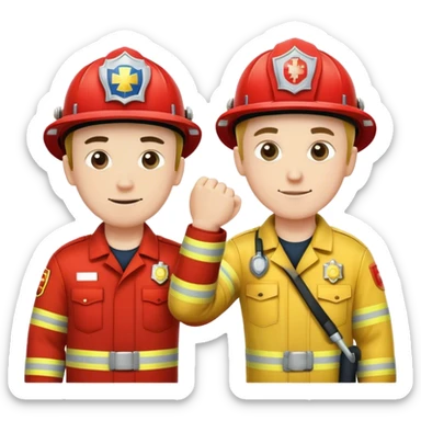 Fireman and Paramedic standing together and making fist bump  sticker