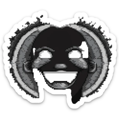 face split in half - one side happy smiling with big grin, other side angry with steam coming from nose sticker