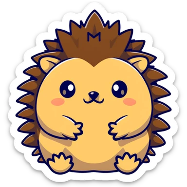 cute hedgehog with spiky back sticker