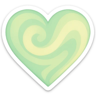 heart with a pastel green and yellow swirl, clean digital illustration sticker