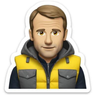 macron en gilet jaune qui fait la greve sticker