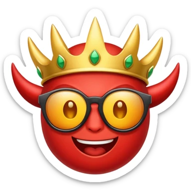 Emoji de demonio con corona y lentes obscuros sticker