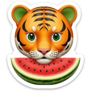 tiger eating watermelon sticker