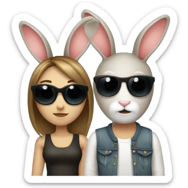 two stylish bunnies in love sticker