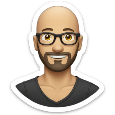 bald beard man with tattoo in glasses sticker