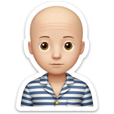bald boy in striped pajamas sticker