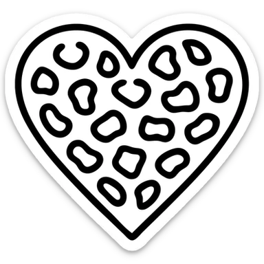leopard pattern heart, outlined icon, simple and recognizable, limited color palette sticker