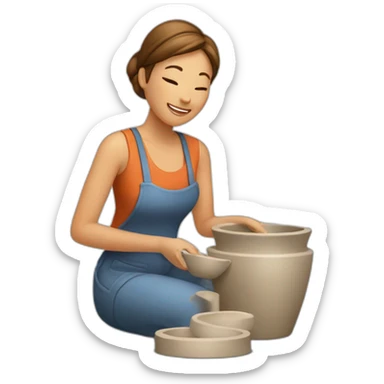 female making ceramics sticker