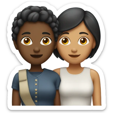 black and asian lesbian couple sticker