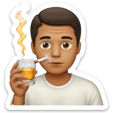 Man smoking from glass pong , the pong in his mouth (like this pong ⚗️) sticker