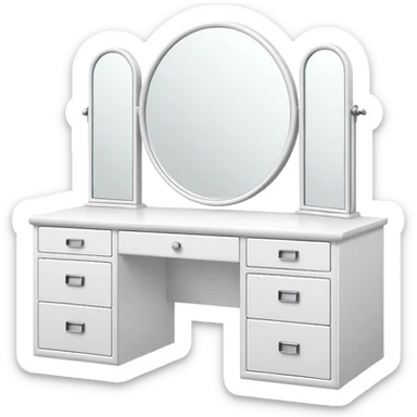 White desk with vanity mirror (no person) sticker