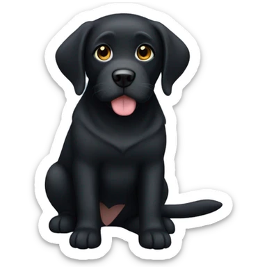 Black lab chonky block head longer hair  sticker