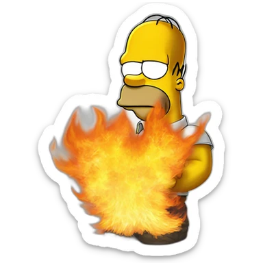 Homer Simpson in fire sticker