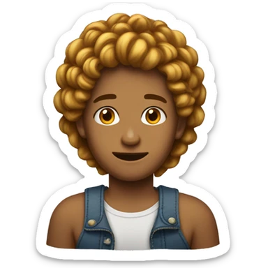 Adolescente con el pelo rizado hacia delante sticker