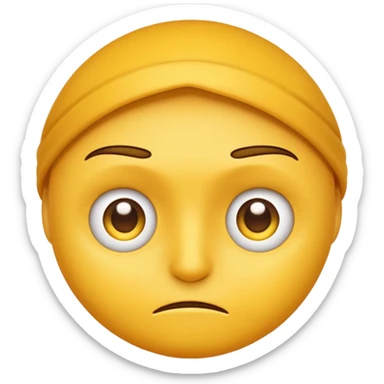 yellow emoji face, intense concentration, determined eyes sticker