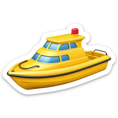 yellow plastic toy boat sticker