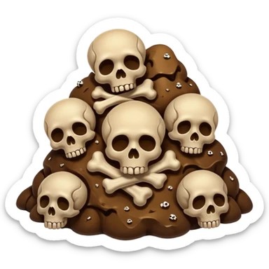 ((poop emoji))with bones and 3 skulls sticker
