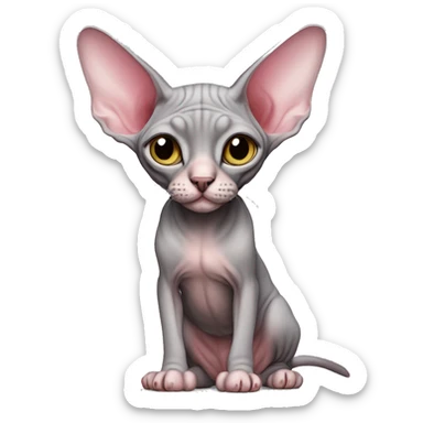 A skinny, gray-pink sphynx cat sticker