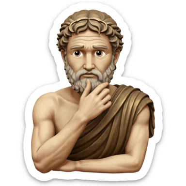 Ancient Greek King Odysseus Statue Thinking with Hand on Chin sticker