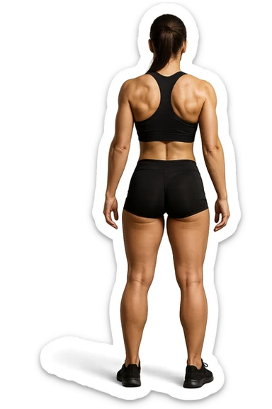 fitness woman di spalle a figura intera in gym shorts sticker
