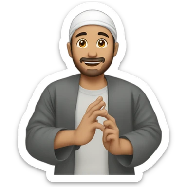 a muslim men doing hey with his hand sticker