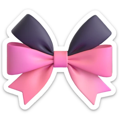 3D emoji style pink bow with gothic effect, pastel pink to black gradient,, remove background sticker
