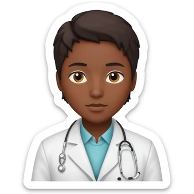 androgynous dark tone skin physician, NO stethoscope around neck sticker
