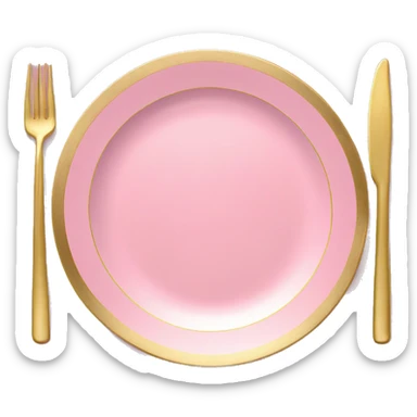 Realistic laying flat empty gold and pink charger plate. sticker