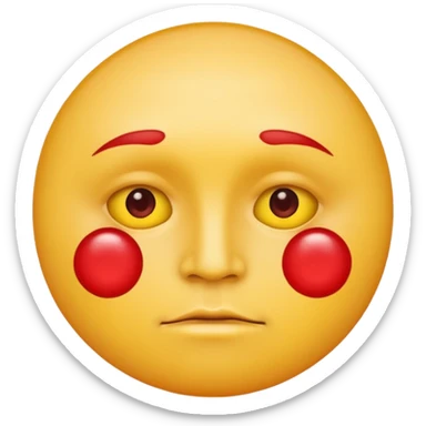 A circular yellow face with many close together red face herpes sores sticker