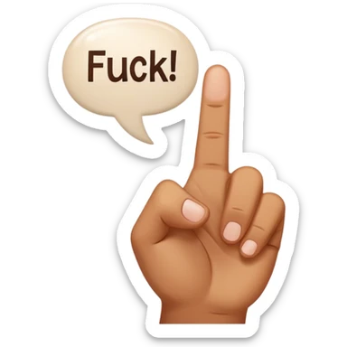 Middle finger in the air with text bubble saying “Fuck People!” sticker