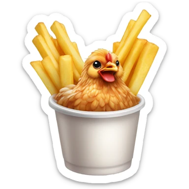 Chicken wings with french fries with bubble tea pearl sticker