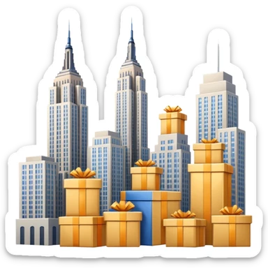 Empire State Building with many packages on the back sticker