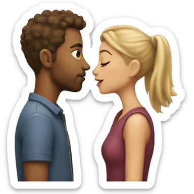 A girl kissing a guy on the forehead  sticker