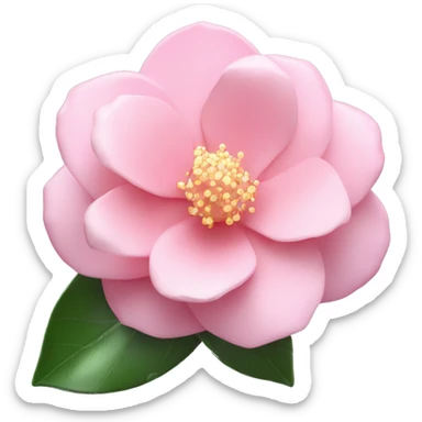 Camellia "A perfectly shaped pastel pink camellia flower with glossy, glowing petals and subtle sparkles at its base." sticker