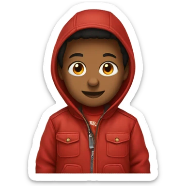 Kid with red carhartt jacket sticker