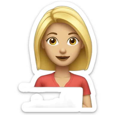 gal blonde gal working on laptop sticker