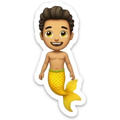 Tan merman with dark hair and yellow tail sticker