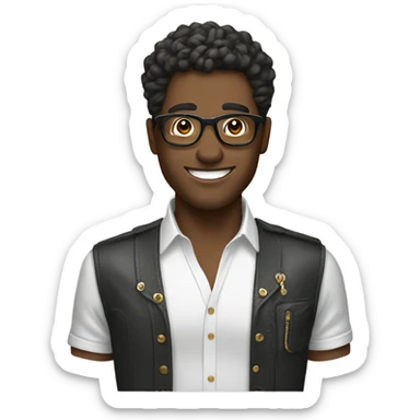 happy male with stylish accessories sticker