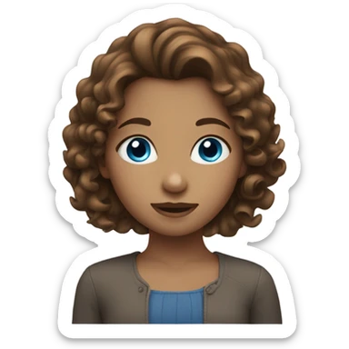 A girl with brown wavy hair and blue eyes  sticker