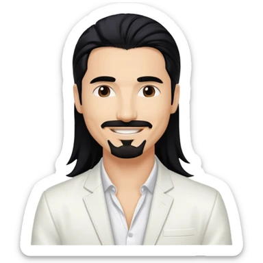 Kevin Richardson from Backstreet Boys with long black hair, white outfit sticker