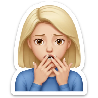 woman bitting nails anxious and sweating sticker