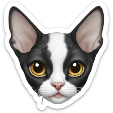 Devon Rex cat, black and white sticker