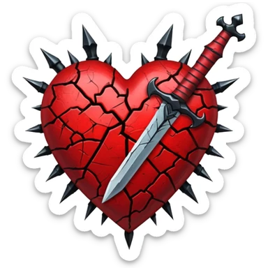 realistic gothic heart with a black dagger sticker