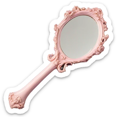 vintage rococo light pink hand mirror sticker