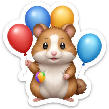 hamster with balloons sticker